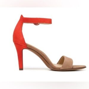 Naturalizer Women Kinsley Dress Sandal. Orange-Tan Heel Sandals